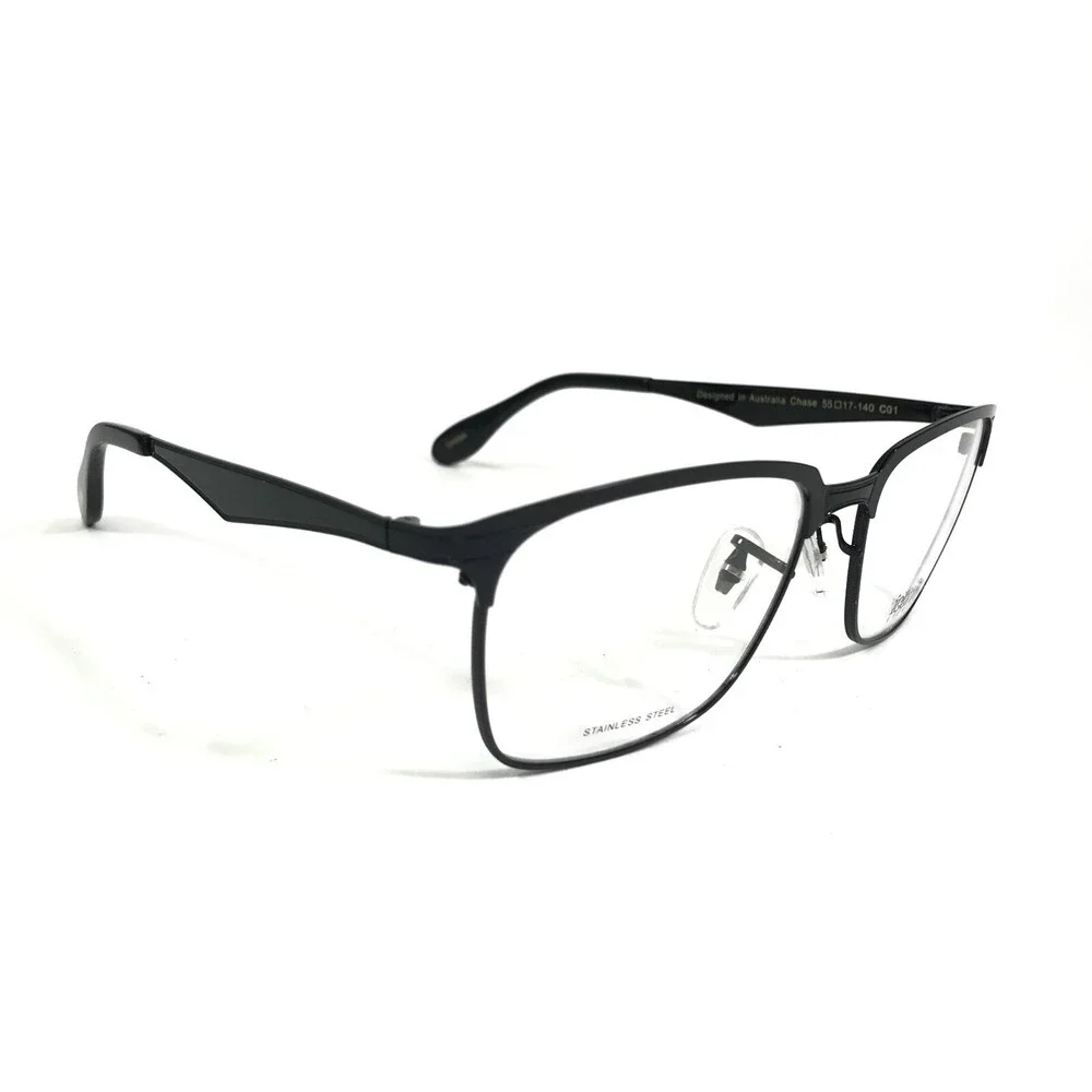 Iconik Eyeglasses Frames Chase C01 Black Square Full Rim 56-17-140